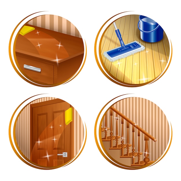 Cleaning wood surface icon