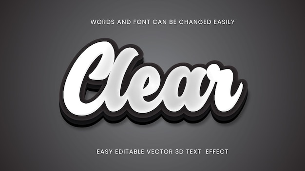 Clear 3d vector text editable font