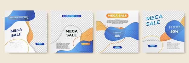 Clear bloob blue orange colorful sale post design template background