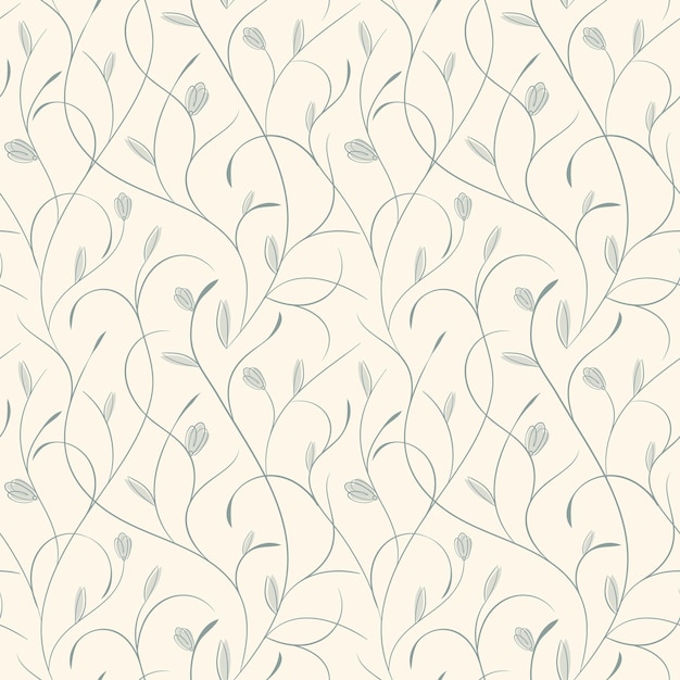 Clear Blue Floral Decor Seamless Pattern