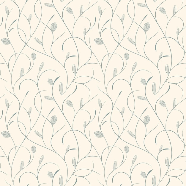 Clear Blue Floral Decor Seamless Pattern