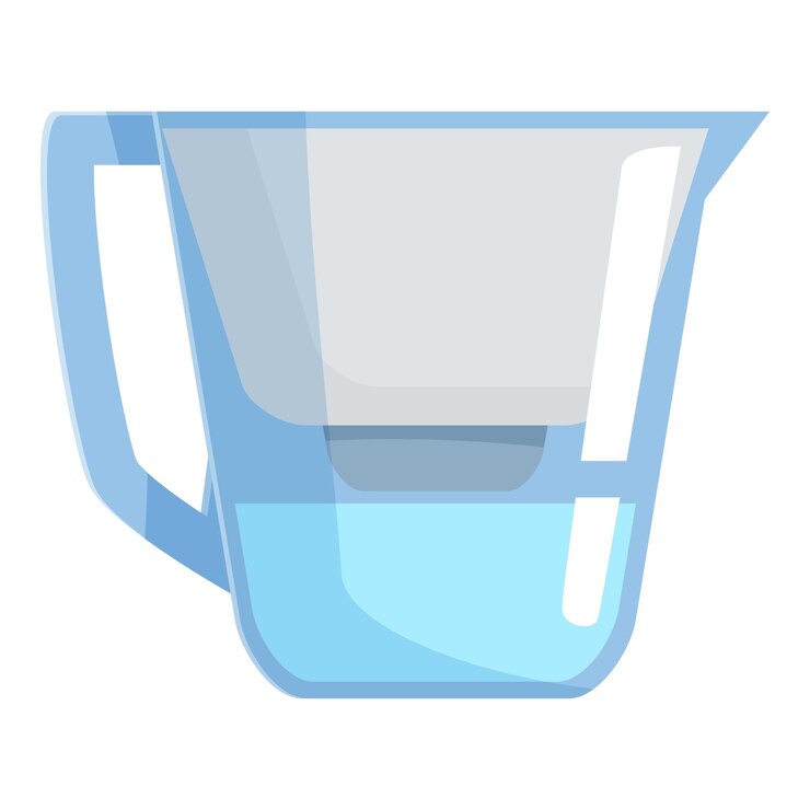 Vector clear blue measuring cup is shown containing a precise amount of water