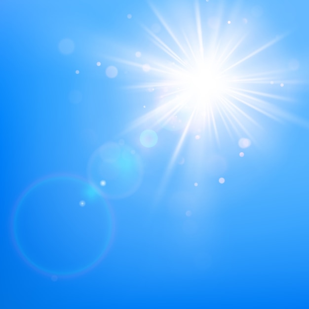 Vector clear blue sky with sun shine.