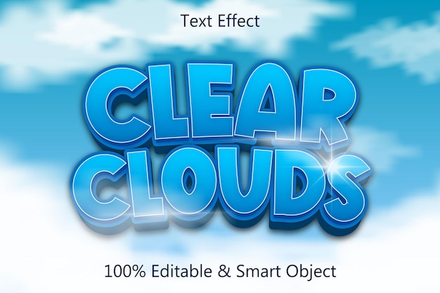 Clear clouds editable text effect 3 dimension emboss modern style