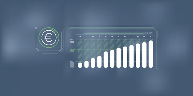 Vettore infografica chiara e concisa sulla crescita dei prezzi in euro