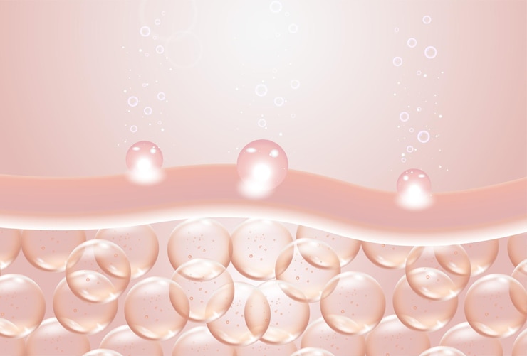 Vector clear drop of serum falling to skin cell anti aging collagen or cream 3d vector