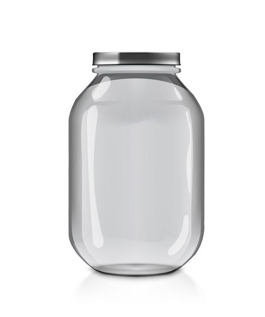 Vector clear empty glass jar isolated on white background