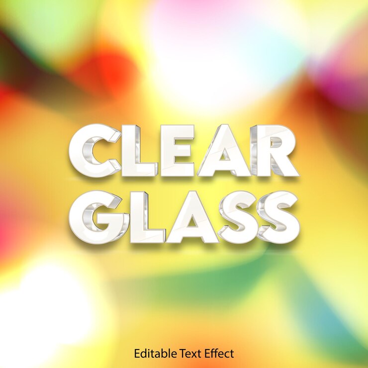 Vector clear glass editable text effect