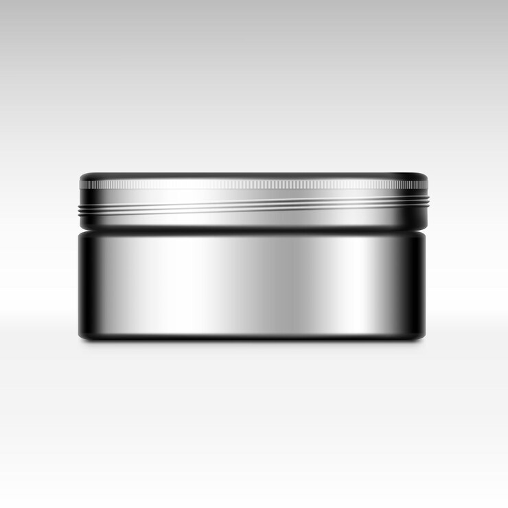 Vector clear metall cosmetic round jar isolated on white