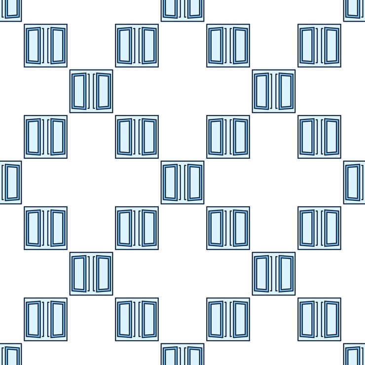 Vector clear opened window vector blue seamless pattern