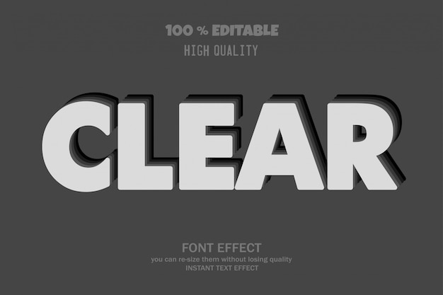 Clear text, editable font effect