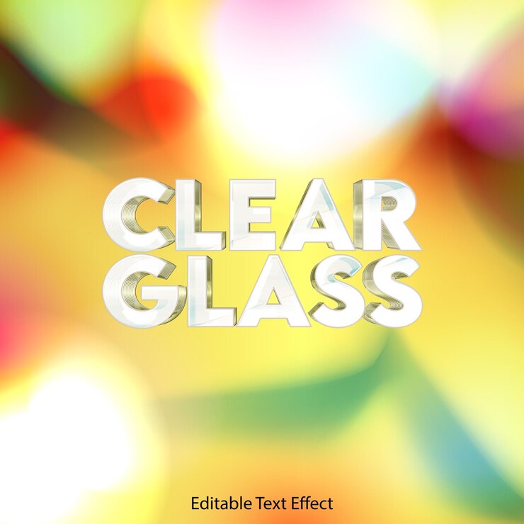 Vector clear transparent glass editable text effect