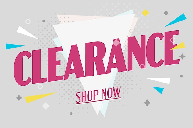 Clearance banner with shop now promotion
