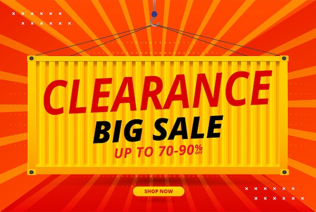 Vector clearance sale banner template with container promotion sale banner for website flyer and poster