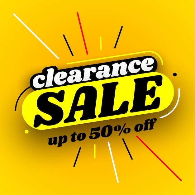 Clearance sale banner up to 50 off Vector illustration