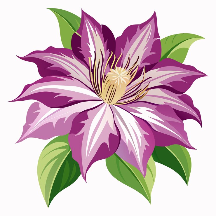 Vector clematis flower clipart vector illustration