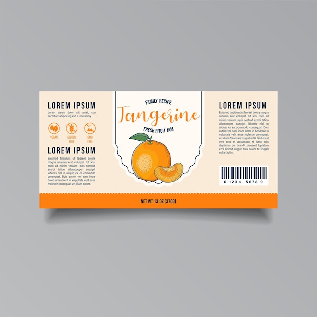 Clementine Jam Packaging Label Template