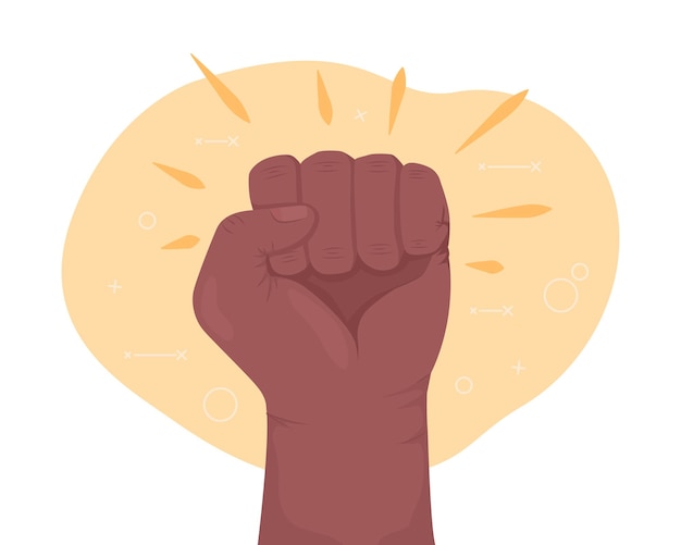 Clenched fist 2d vector isolated illustration