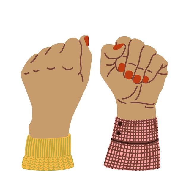 Clenched fist held in protest hand gesture vector flat cartoon illustration Fight for your rights