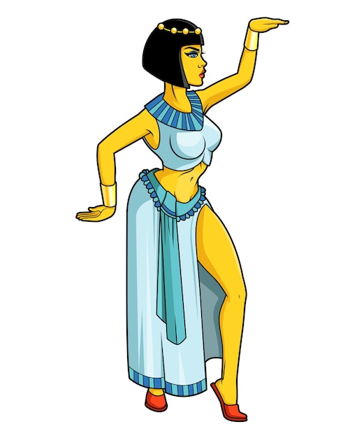 Vector cleopatra doing the typical pose of the hieroglyphs