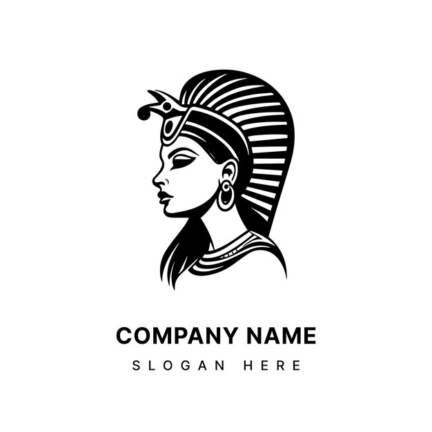 Vector cleopatra hand drawn logo design illustration