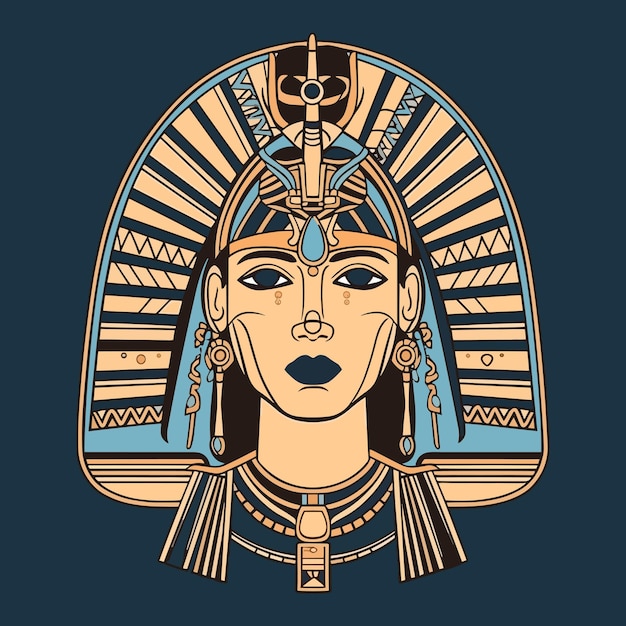 Cleopatra handdrawn logo design illustration