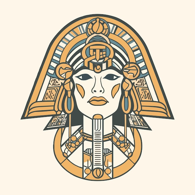 Cleopatra handgetekende logo ontwerp illustratie