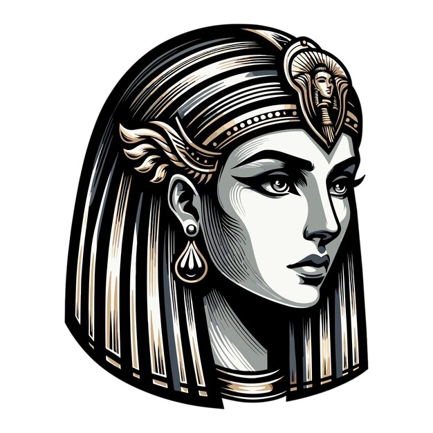 Vector cleopatra head vector isolated on white background