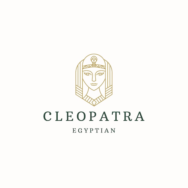 cleopatra queen of egypt line style logo icon design template flat vector