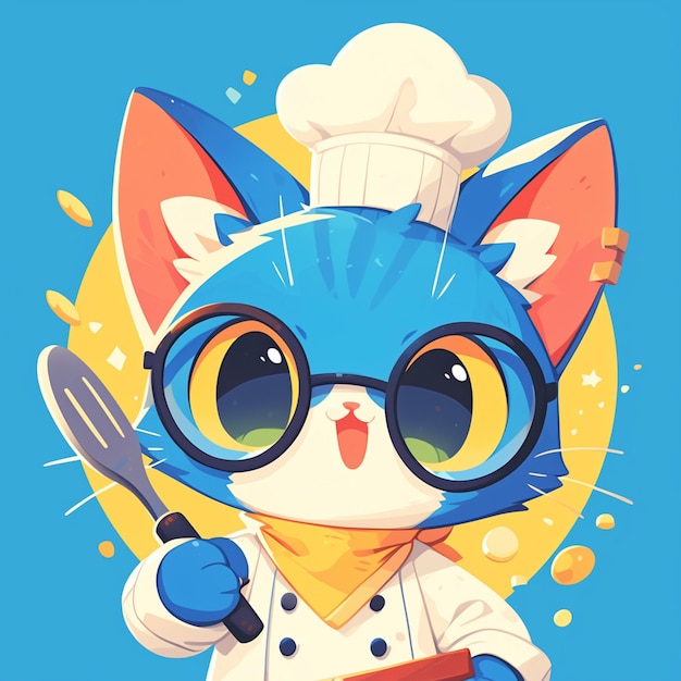 Vector a clever cat chef cartoon style