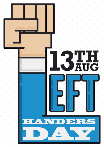 Clever design with left hand like letter L and greeting message for Left Handers Day celebration