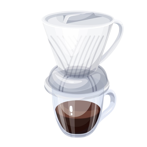 Clever dripper coffee maker icon alternative equipment brewing coffee illustration