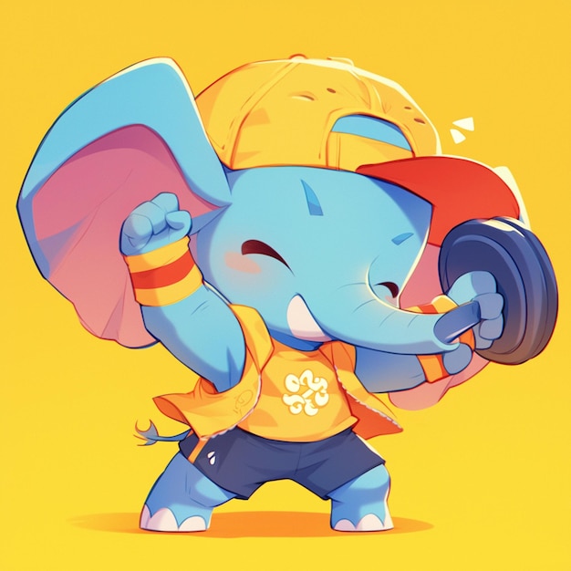 Vettore a clever elephant fitness trainer cartoon style