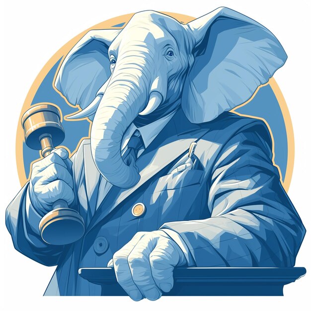 Vector a clever elephant judge cartoon style