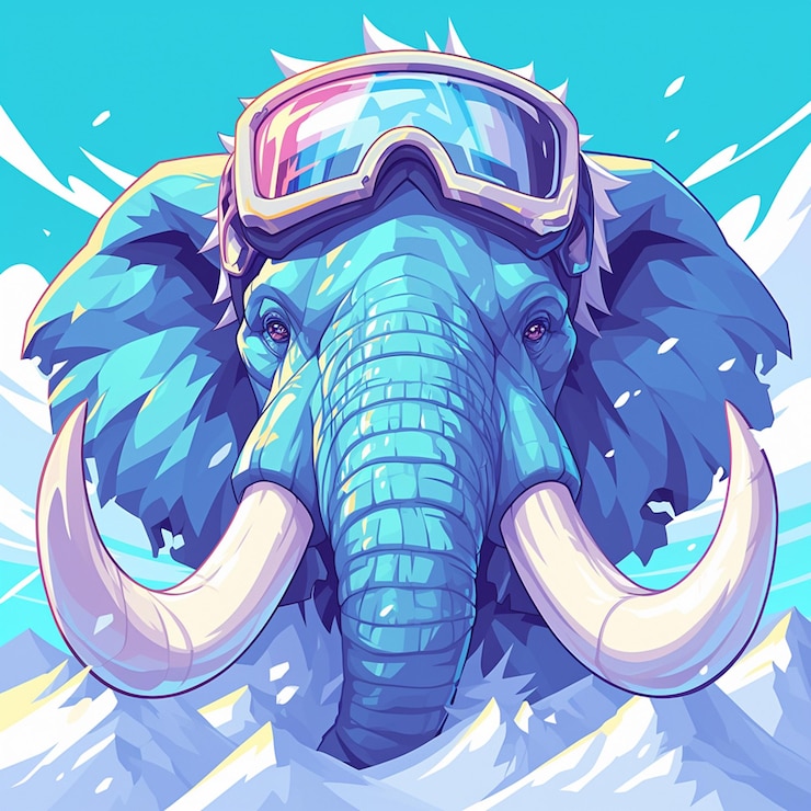 Vector a clever elephant ski instructor cartoon style