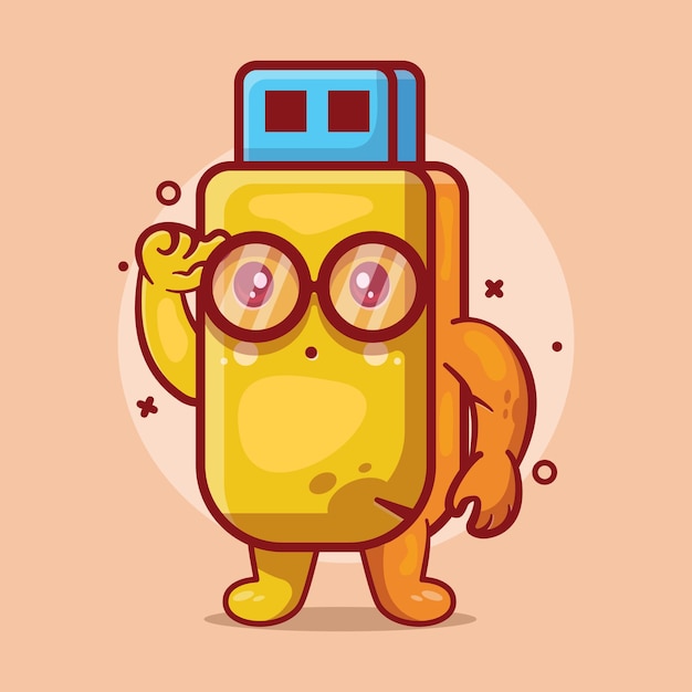 clever flashdisk character mascot isolated cartoon in flat style design