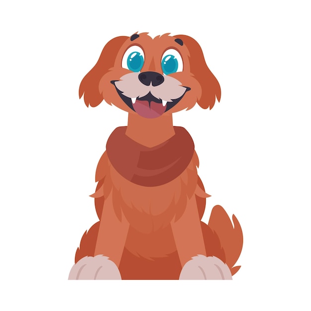 Vector clever happy ruddy canine canine grinning cartoon style vector illustration