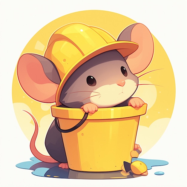 Vector a clever mouse sanitation worker cartoon style