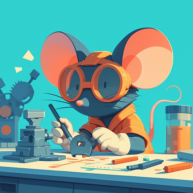 Vector a clever mouse software engineer cartoon style