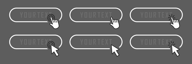 Vector click blank button with pointer clicking web button set clicking the icon action button click her