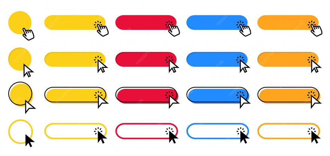 Premium Vector Click button. cursor pointer clicking on buttons