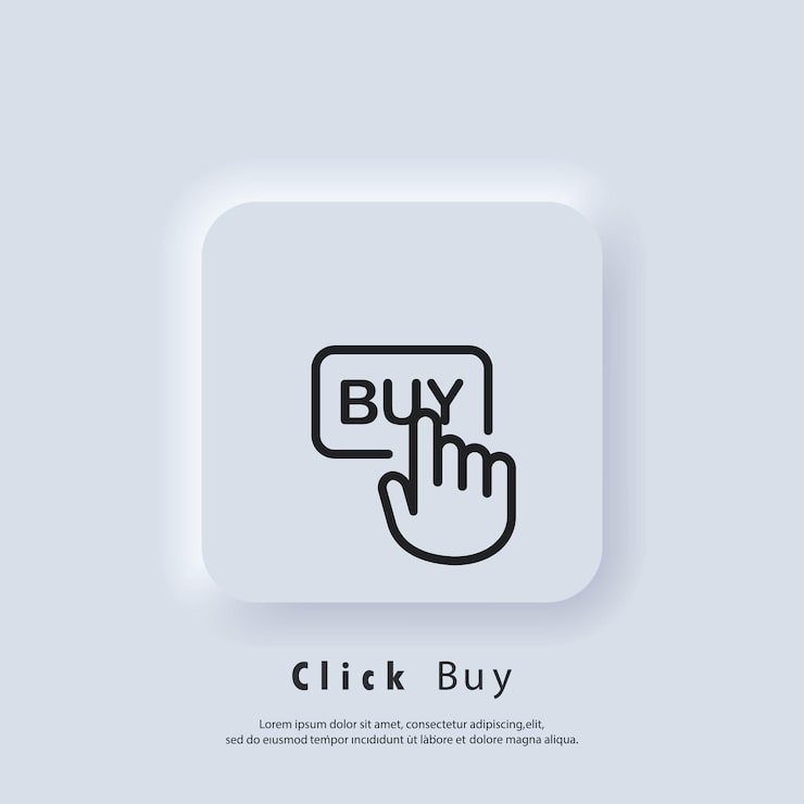 Vector click buy logo. click buy button icon. buy with mouse click. vector. ui icon. neumorphic ui ux white user interface web button. neumorphism