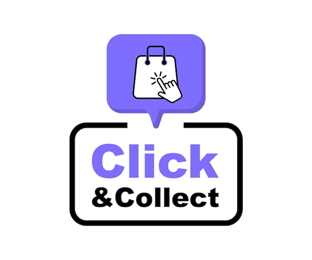 Vector click an collect button with store cart and cursor