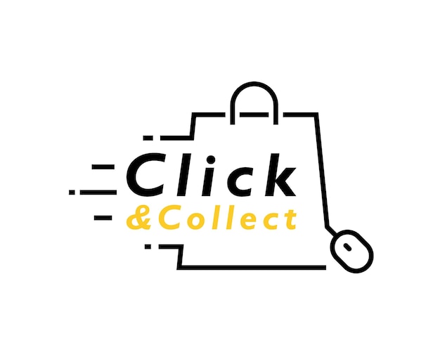 Click and collect line icon isolated on white background Concept online order Design for ecommerce internet orders internet sales and retail