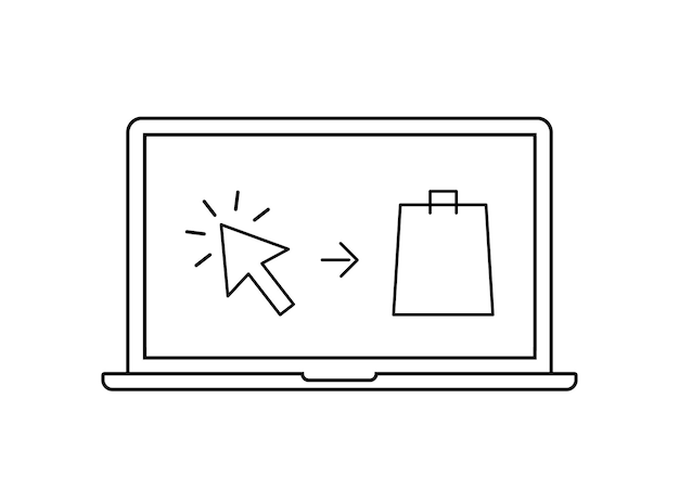 Click and collect your order delivery process on laptop