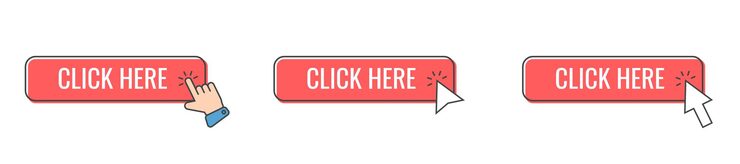 Vector click cursor icon with click here button vector set action button with mouse click