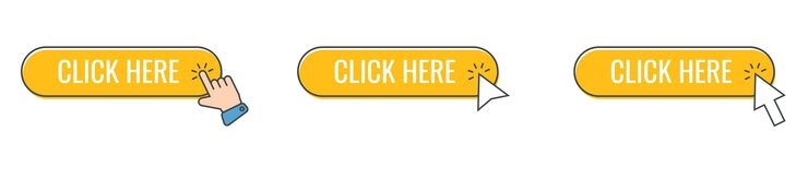 Vector click cursor icon with click here button vector set action button with mouse click