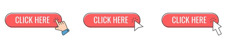 Vector click cursor icon with click here button vector set action button with mouse click