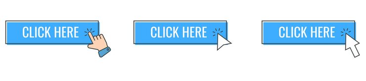 Vector click cursor icon with click here button vector set action button with mouse click