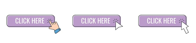 Vector click cursor icon with click here button vector set action button with mouse click